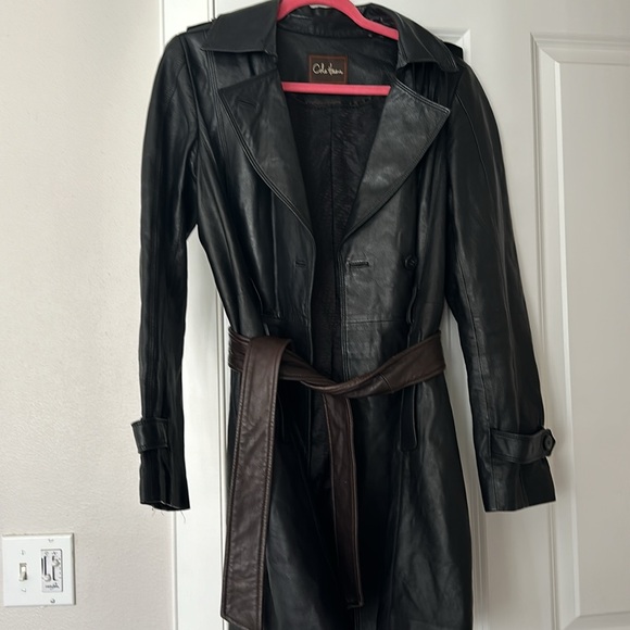 Cole Haan Short Trench Lambskin Doubke Breasted With Belt - Picture 9 of 10